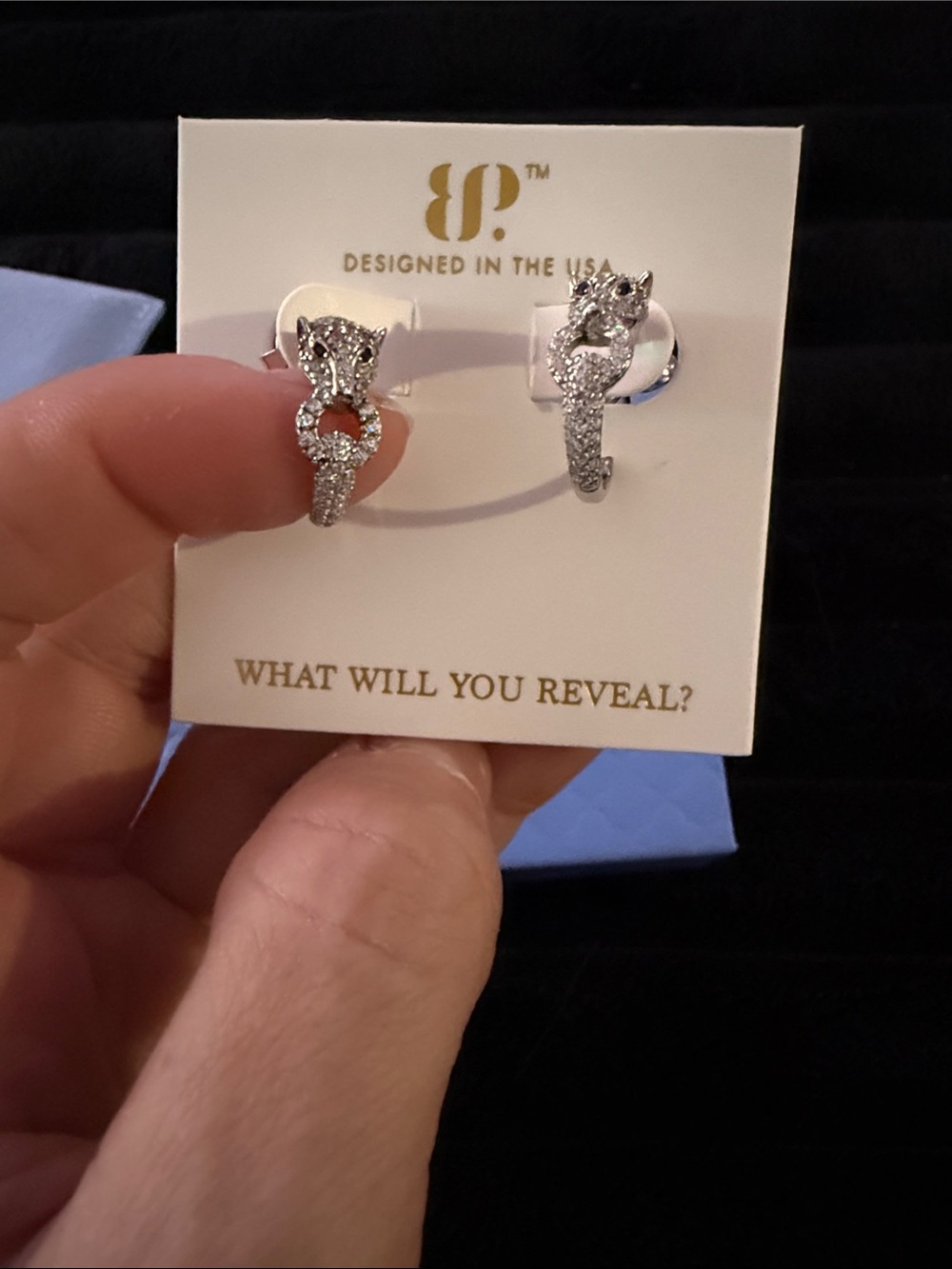 bp Silver jaguar hoop Earrings